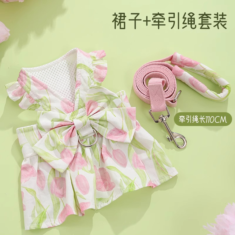 Ropa de gato, cuerda de tracción, falda de gato alemana, mascota, gatito, títere, vestido de princesa, perro, estilo fino anti-caída de pelo de verano