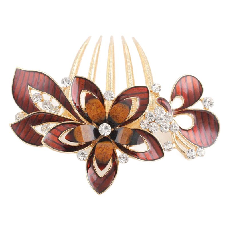 Аксессуары для волос головной убор горный хрусталь циркон цветок изысканный гребень для волос гребень с пятью зубьями Завод прямого поколения