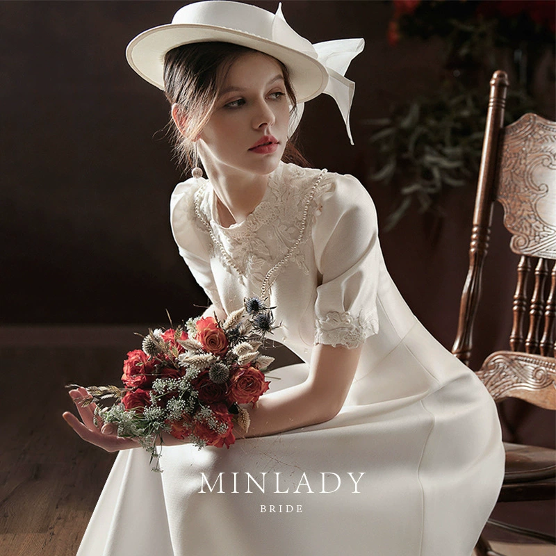 Легкое свадебное платье из атласа в французском стиле, новое свадебное платье в дворцовом стиле, винтажное свадебное платье, свадебное платье для выхода в свет.