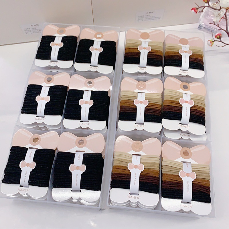 新款发饰批发时尚女款学生一卡5根小清新无接缝皮筋头扎头绳发绳