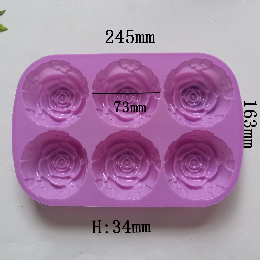 Silicone 6 rosas 340 jabón hecho a mano galletas pasteles molde de pasteles muffins postres herramientas de cocina