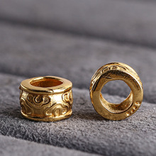 S925银 祥云隔珠银镀金古法金diy 吊坠挂件饰品配件