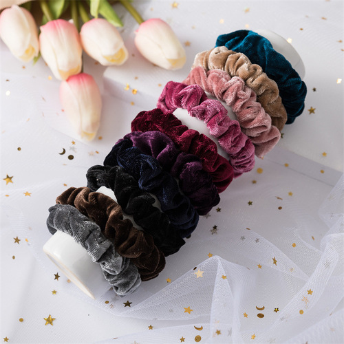 Cross-border new style simple European and American velvet versatile hair ring elastic elastic band seamless large intestine ring women's head accessories