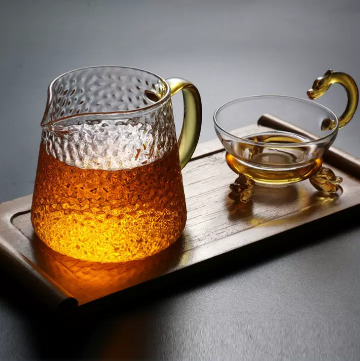 锤纹公道杯三角壶分茶器公杯玻璃锤目纹功夫茶具茶海大容量大号
