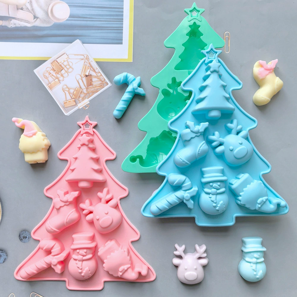 6 Christmas tree chocolate 607 biscuits silicone mold candy pudding dessert mold cake baking utensils