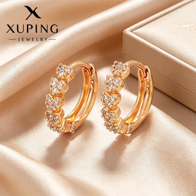 Xuping retro amor ruso orejeras de aleación de cobre chapado 18k nicho geométrico orejeras redondas personalizadas
