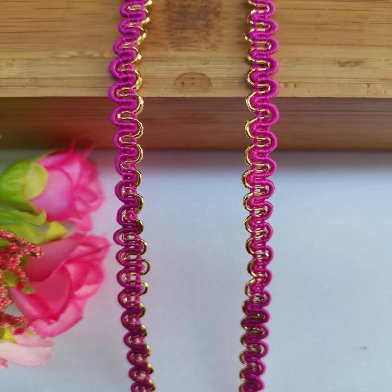 0,5 cm colorido encaje de Color Étnico onda encaje en forma de EE. UU. Onda encaje dorado suministro directo de fábrica