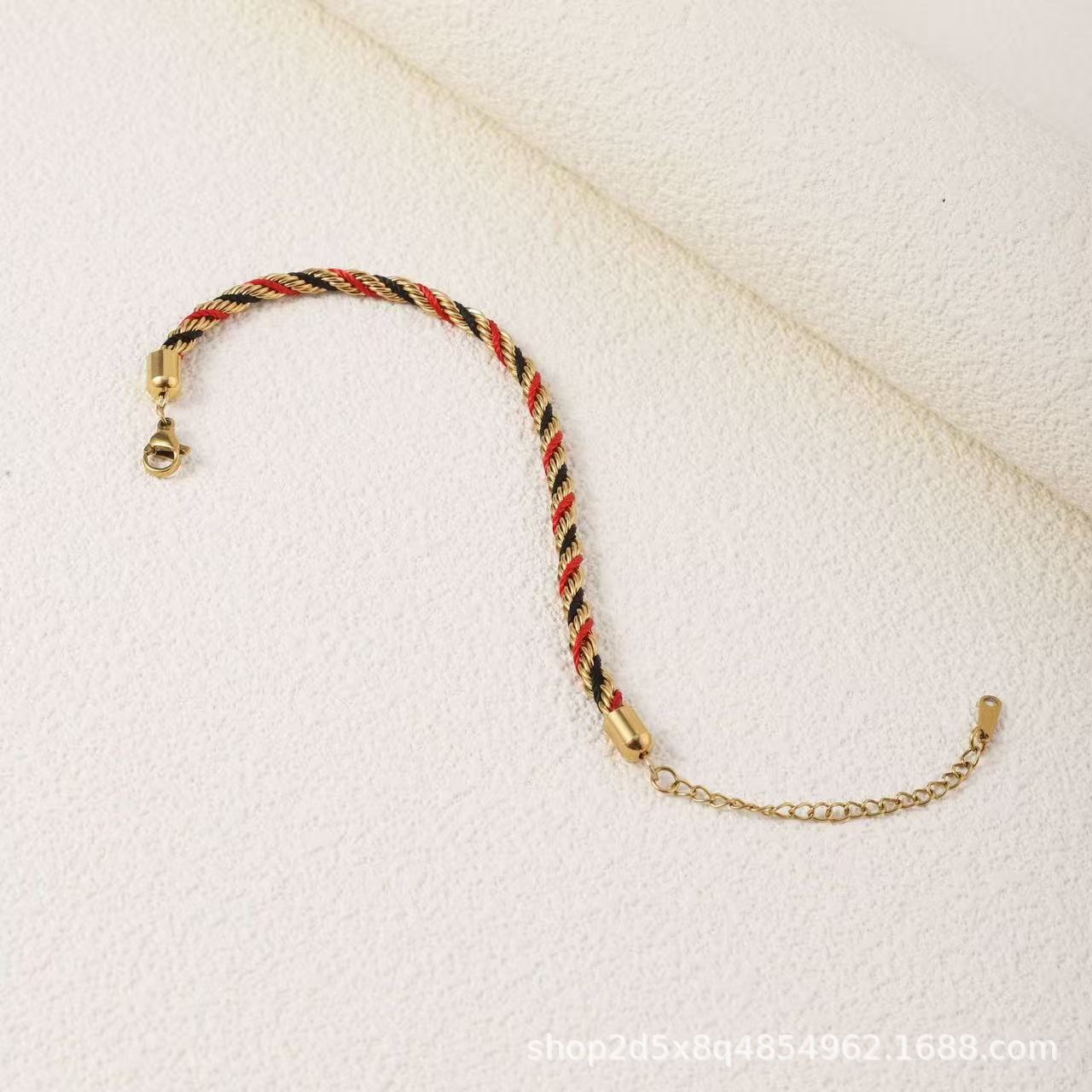 Pulsera de giro de color transfronterizo, hebilla de acero inoxidable, pulsera tejida a mano, diseño antiguo, venta directa de fábrica