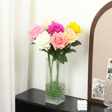 高品质手感保湿玫瑰大单支仿真花角玫婚庆客厅餐桌摆设仿真花束