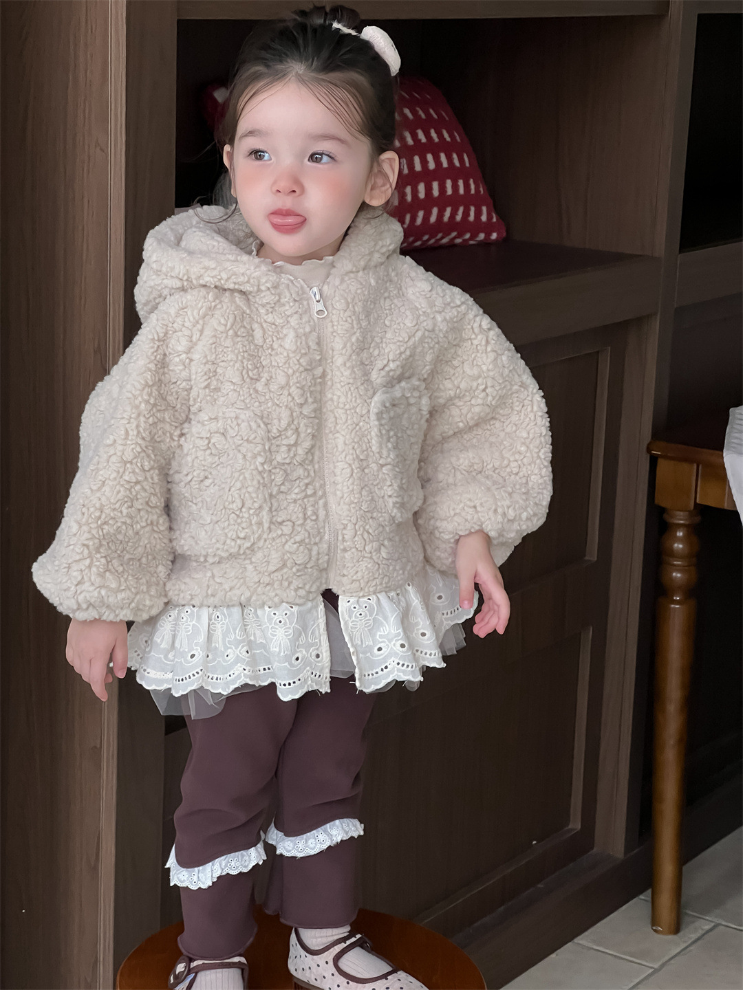 Baby invierno con ropa de terciopelo, ropa de bebé, ropa de invierno, ropa de niños coreana, ropa de niñas con pelo grueso, leggings