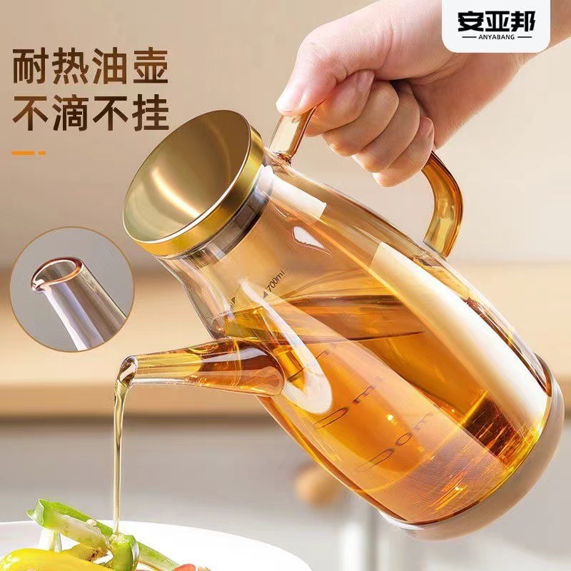 botella de aceite de vidrio de alto silicio borosilicato botella de aceite a prueba de fugas de cocina doméstica no colgar botella de aceite condimento envasado botella de aceite gran tanque de aceite