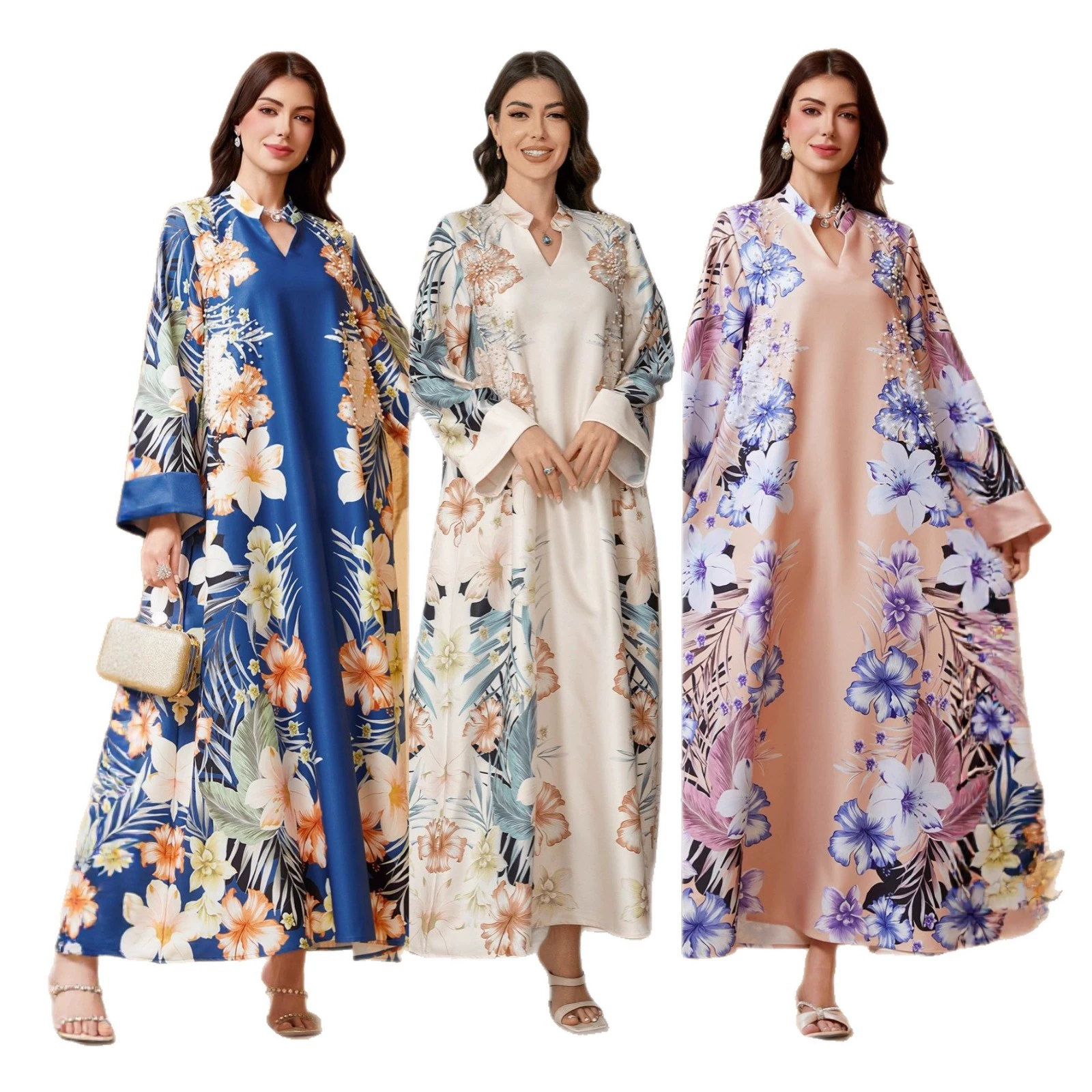 Лучше всего продающееся на Amazon мусульманское платье в восточном стиле с принтом и стразами, арабское саудовское абайя.