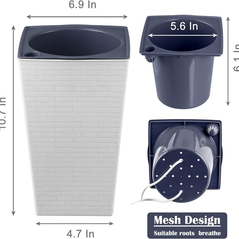 現物クロスボーダー欧林沢プラスチック怠け者盆栽植木鉢煉瓦紋方形高金多色自吸水盆|undefined