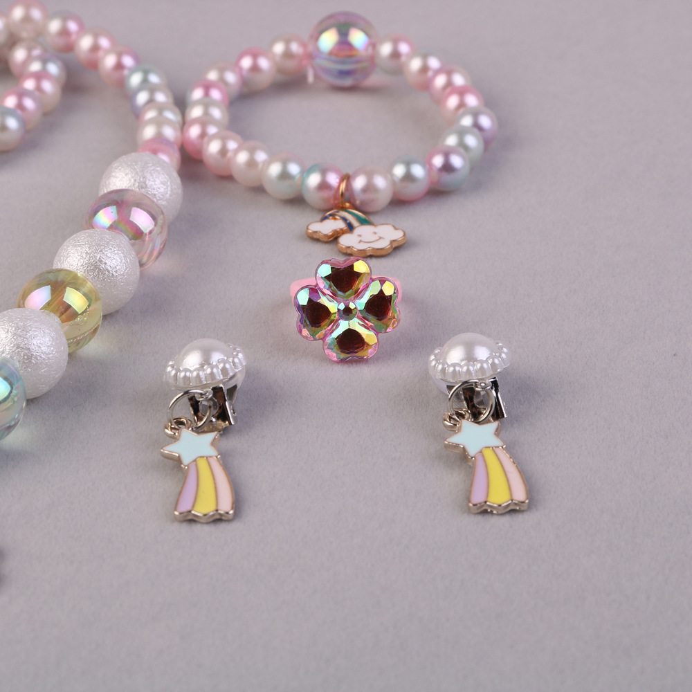 Estilo coreano de los niños collar de perlas pulsera traje unicornio collar niñas transfronterizo Accesorios Al Por Mayor