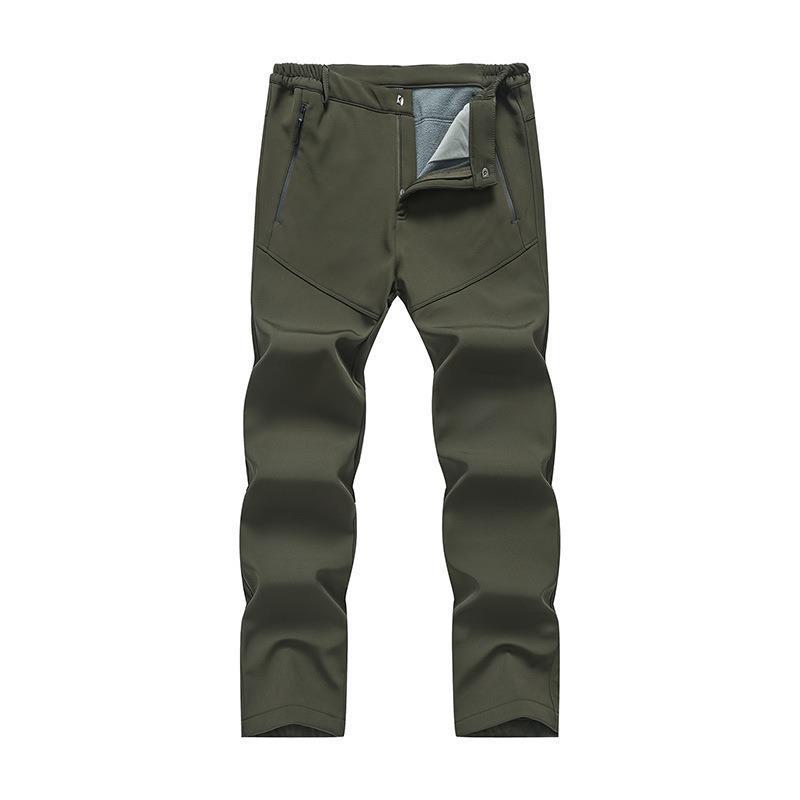 Pantalones de combate de otoño e invierno para hombres con forro polar engrosado impermeable a prueba de viento al aire libre pantalones de Montañismo más tamaño soft shell pantalones de lana a prueba de frío