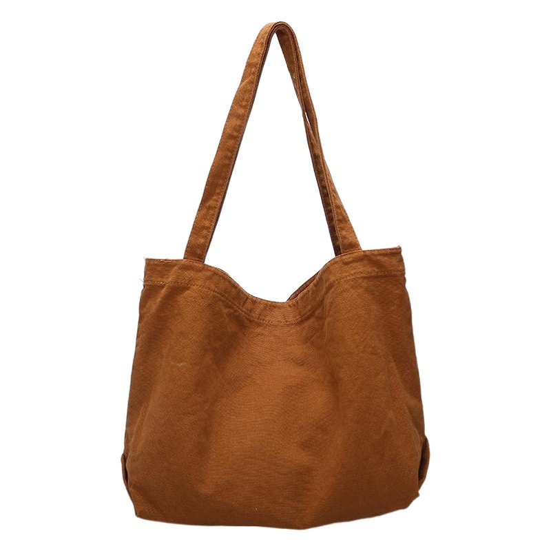 Simple All-match Korean Shopping Bag Super Large Capacity ins Super Popular Lazy Style Japanese Style Artistic Canvas Bag for Women