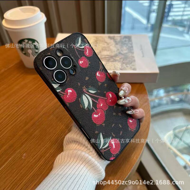 Fashionable Brand Leather Phone Case Suitable for Iphone17Promax All-Inclusive 14 Soft Shell 16Promax Couple Model 15