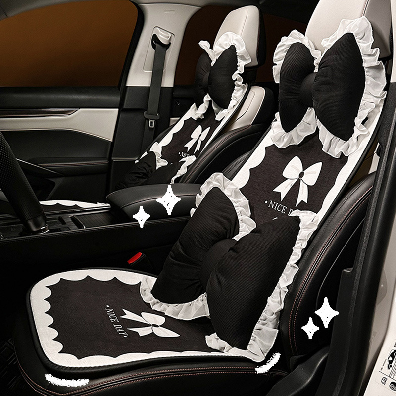 Neues Autositzkissen, leichtes Luxus-Bogen-Innendekorations-Sitzkissen, warmes, rutschfestes Autositzkissen für den Winter_voghion.com