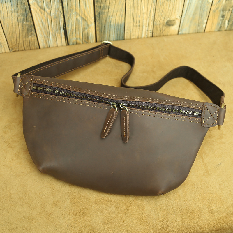 Guchao Ke verano nuevo estilo bolso de cuero para hombre bolso de pecho de cuero de caballo loco retro capa de cuero bolso de mensajero de hombro bolso de marea