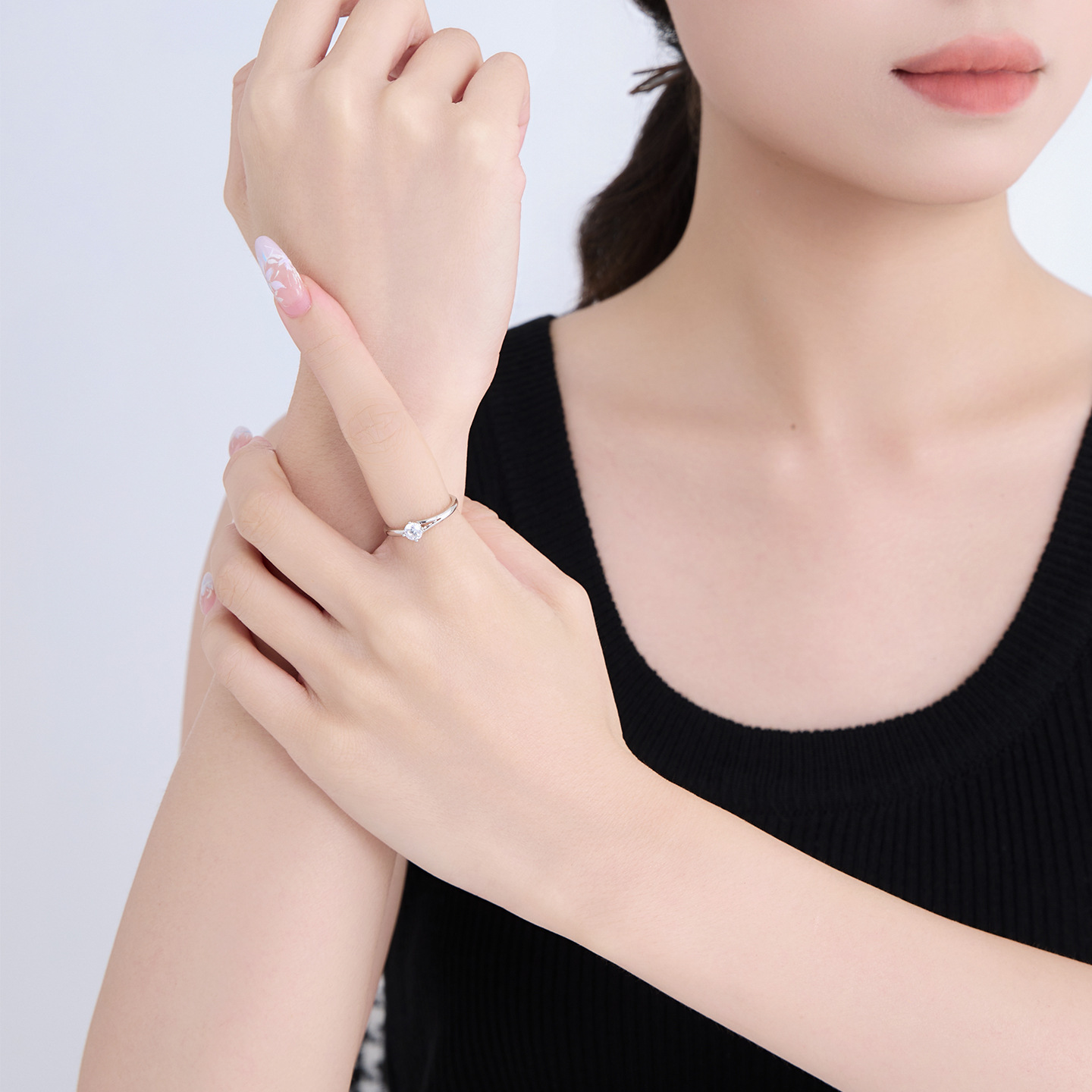 Anillo Solitario de Cuatro Garras de Aleación de Cobre, Galvanizado, para Uso Diario