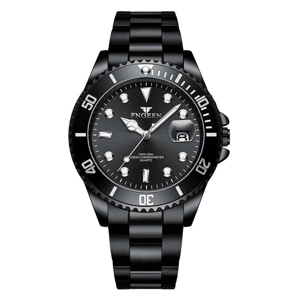 Reloj de Cuarzo para Hombre de Acero Inoxidable, Luminoso, Impermeable con Calendario