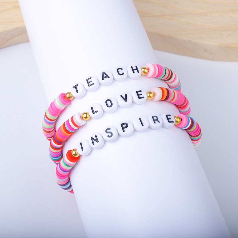 25g Weight Bracelets Classification soft clay Chain Material 1 Set Quantity Holiday, Daily Occasion soft clay Material Letter Pattern Unisex Gender Sweet Style Sweet Letter Soft Clay Wholesale Bracelets 12