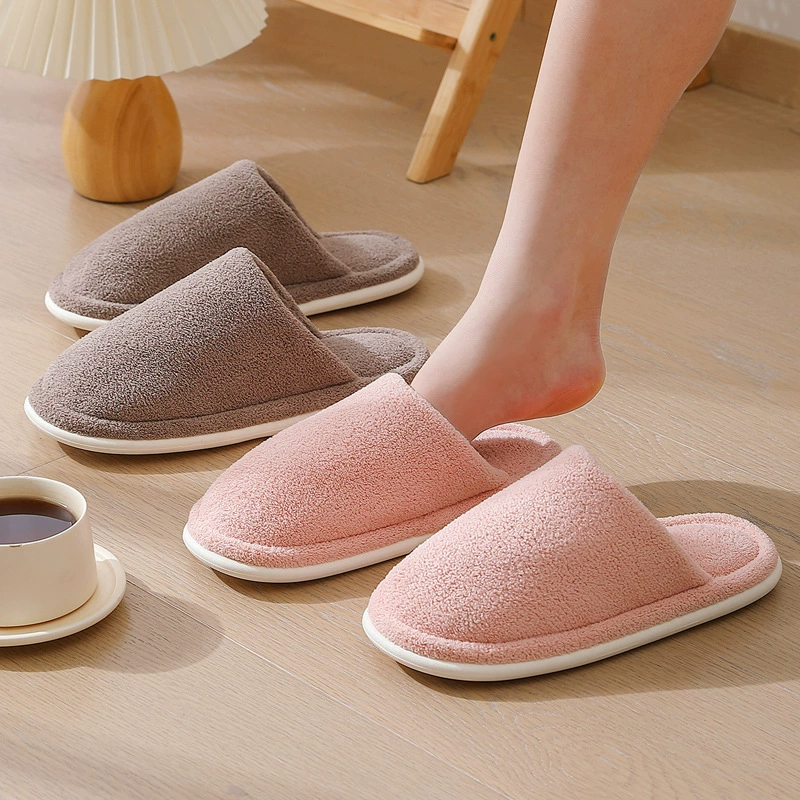Зимние меховые тапочки, осенне-зимние женские теплые плюшевые простые хлопковые тапочки, зимние домашние нескользящие хлопковые тапочки для мужчин оптом
