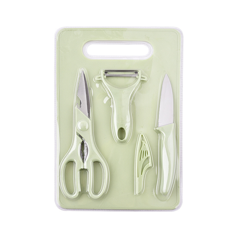 Cuchillo de frutas de acero inoxidable Juego de cuatro piezas de tabla de cortar Cuchillo doméstico Cuchillo Cuchillo Cepillo Juego de cuchillos de cocina Un juego completo de cuchillos de tabla de cortar