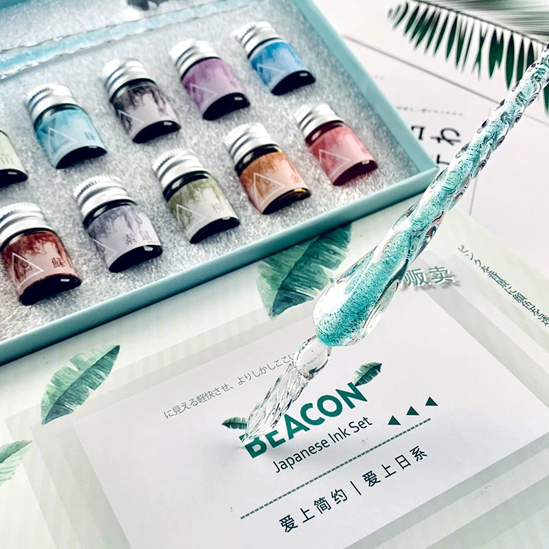Pen, glass ink, set, starry sky, gift box