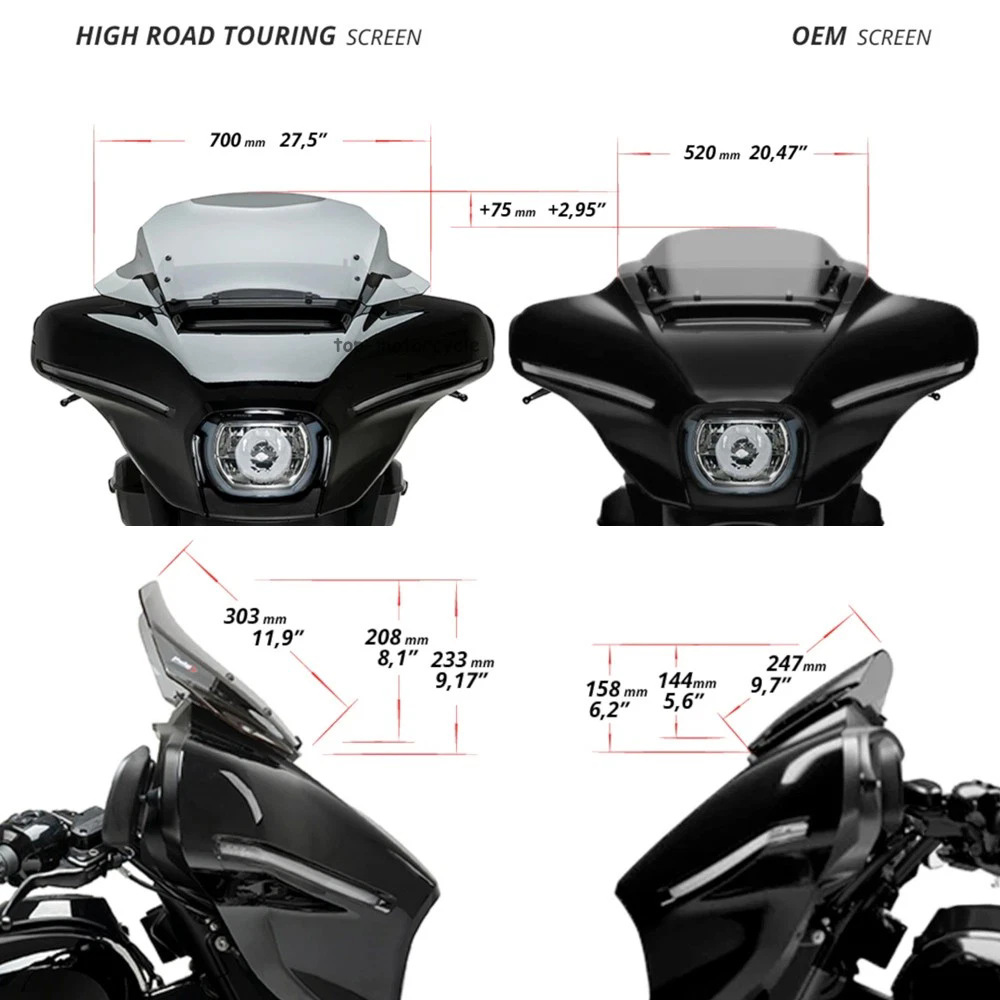 Suitable for Harley Cvo Street Glide 12inch Front Windshield Windshield