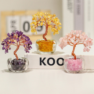 Natural Citrine Money Tree 108 Encrypted Office Workstation Decoration Gift Creative Entrance Decoration New Style