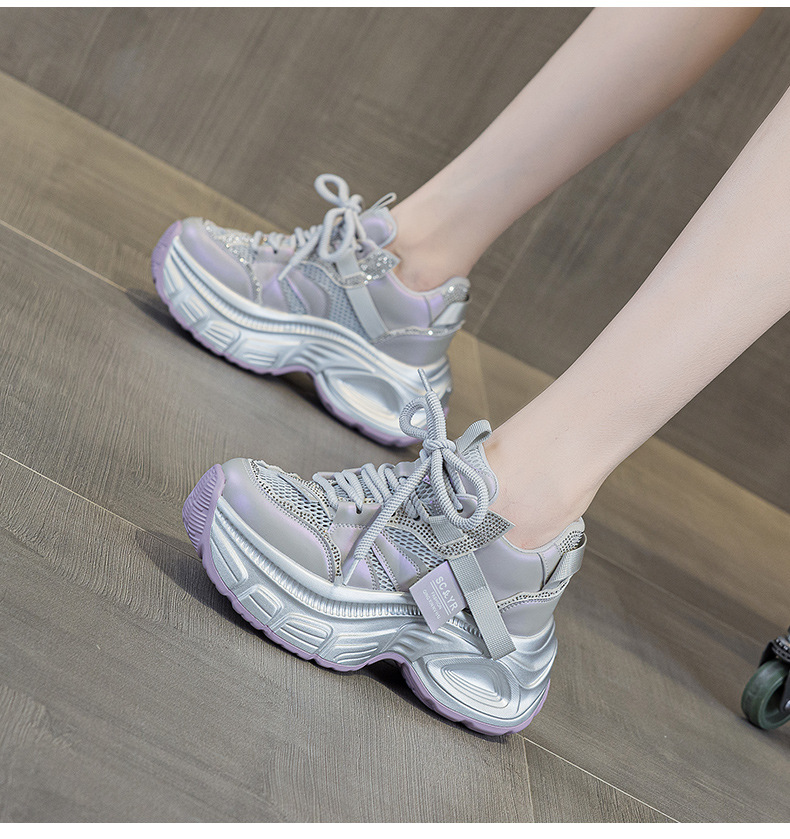 Giày sneaker chunky nữ đế dày độn cao bên trong phong cách thời trang mạng mới hè 2026 — M2831 màu tím, M2831 bạc, M 2831m màu chi tiết 13