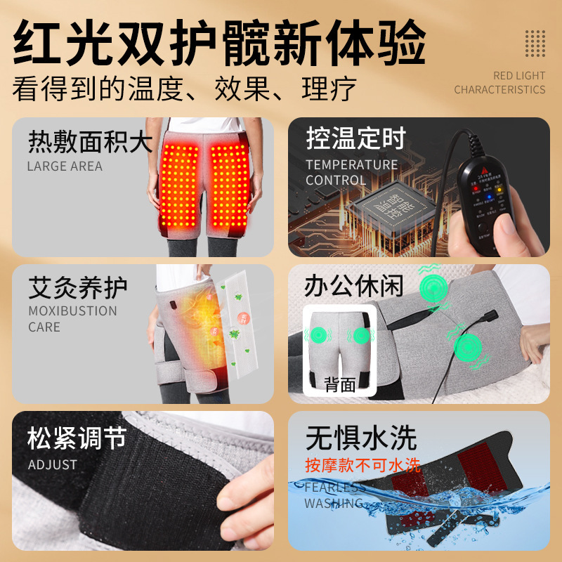 赤い光の理学療法は温めて寛骨の灸の理学療法を保護します。|undefined