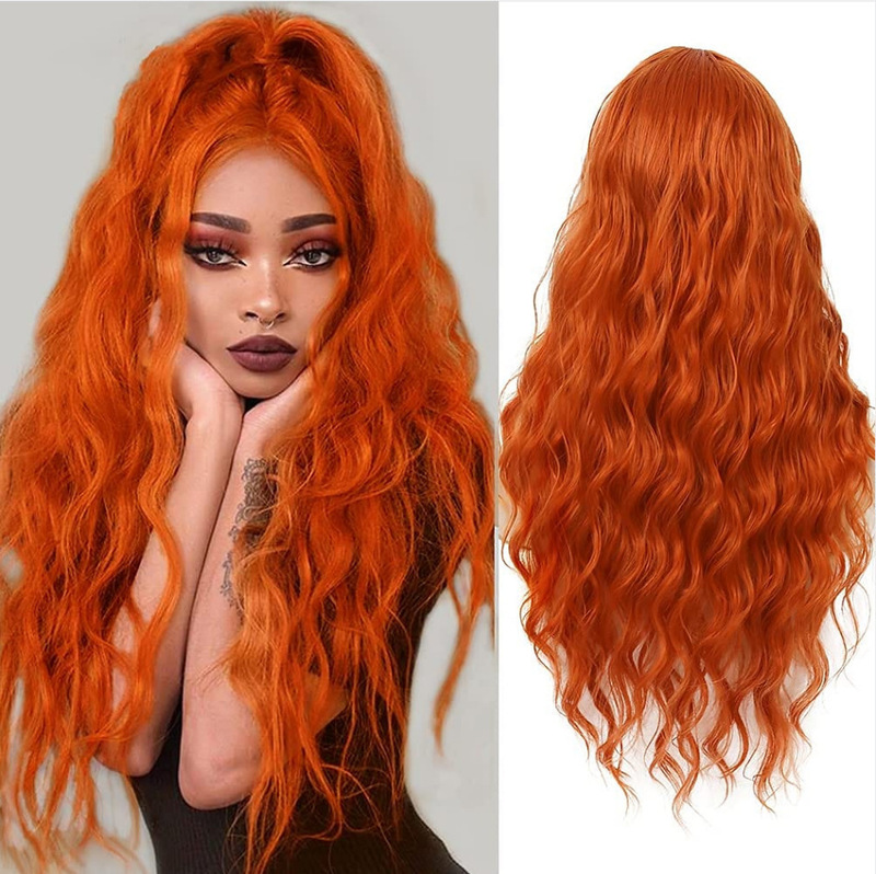 欧美假发女羊毛卷长款假发套全头中分玉米须长卷发化纤头套wigs|undefined