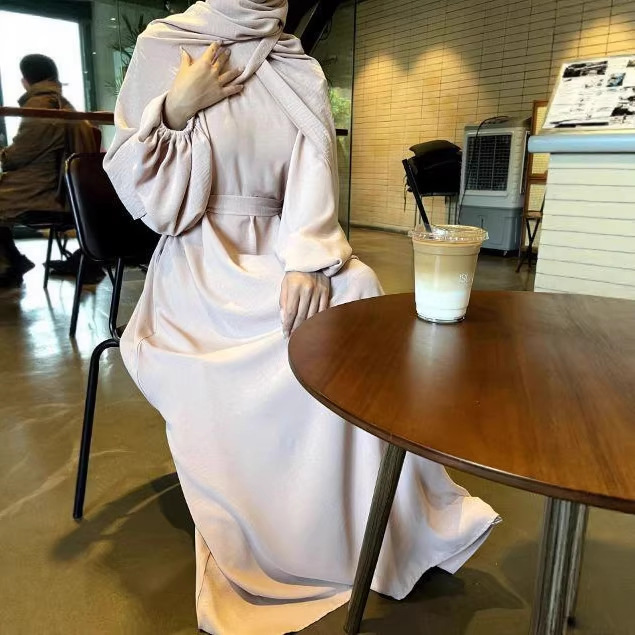 Women's Cross-Border Solid Color New Dress, Round Neck, Long Sleeves, Loose Casual Basic Dress