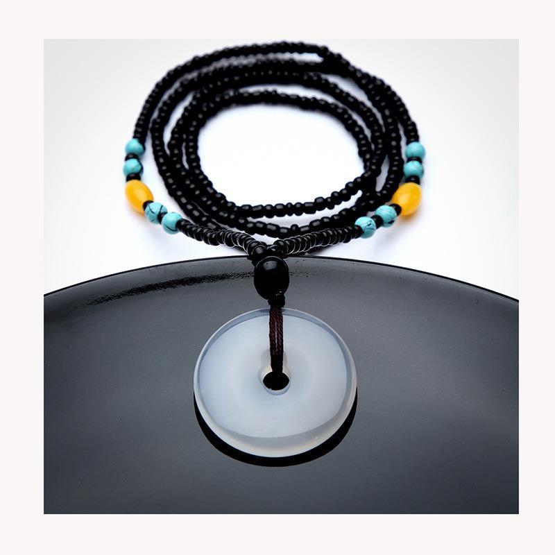 칼세도니 안전 버클(직경 25mm, 두께 5mm) + 블랙 체인