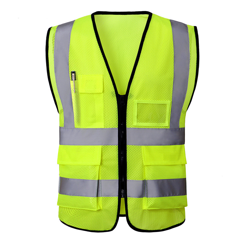 Chaleco de Seguridad Reflectante Malla de Tejido de Punto Multibolsillos Transpirable para Trabajo al Aire Libre