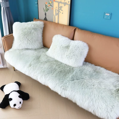 Long Hair Cushion, Wool pad - 40120cm-rectangle-sprout-green-australian-sheepskin