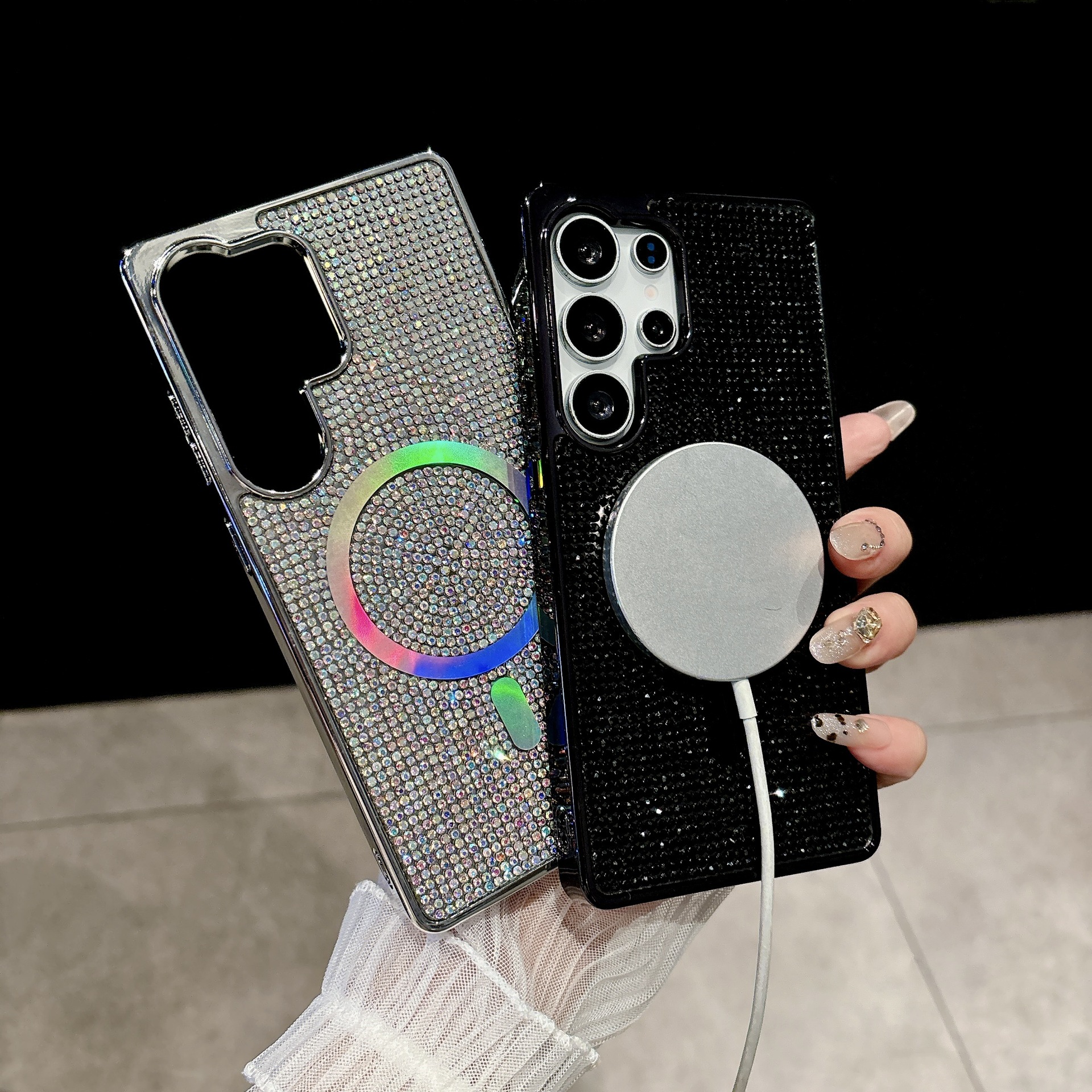 Coque De Protection Magnétique À Strass Pour Samsung S24 Ultra_voghion.com