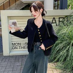 実写黒の小香風コート女性の短いタイプ2025春の新型の軽豪華な高級気質の名媛の小さい上着