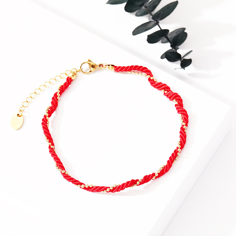 Tobillera de hilo rojo para mujer con un diseño único y elegante, con una cuerda de algodón de estilo chino, adornada con elementos de cielo estrellado, perfecta para el verano.