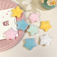 秋冬のかわいいぬいぐるみの星のヘアピンのマカロンの色の少女の甘い五角星の前髪の髪のサイドクリップの髪飾り