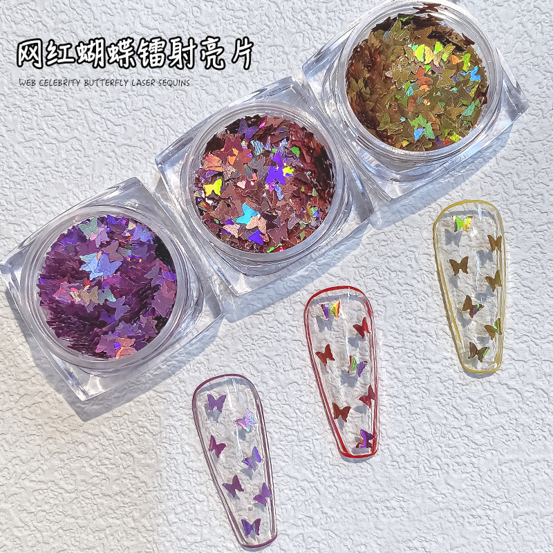 Nail art butterfly sequins jewelry wholesale net red explosions ins fashion Super Flash Magic color laser flash nail decoration