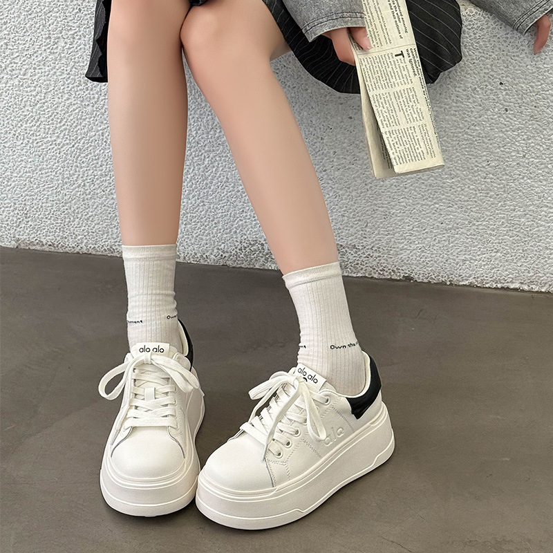 厚底增高小白鞋女2025秋季新款真皮舒适松糕厚底浅口休闲运动板鞋|undefined