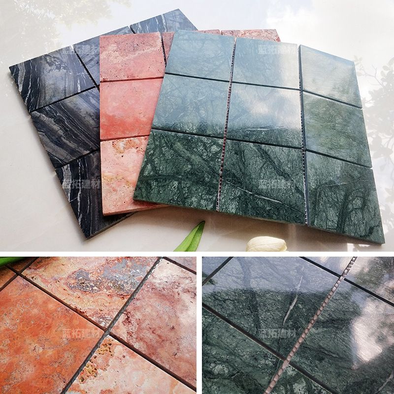 Vintage large green stone mosaic black wood grain bright natural marble bathroom bathroom background wall tile