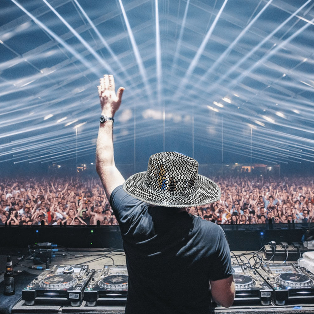 Sombrero de vaquero de disco transfronterizo sombrero láser de bola de disco sombrero de verano sombrero de fiesta sombrero de sombrero de sombrero