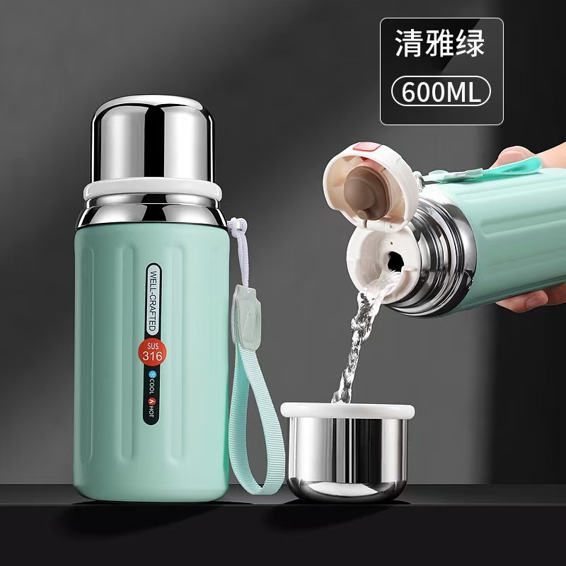 新款316不锈钢保温杯高颜值罗马柱提手杯复古大容量户外弹跳水杯|undefined