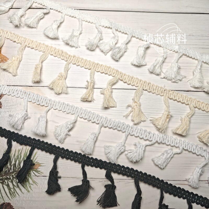 In-Stock 4.5cm Broom Fringe Tassel Lace Cotton Yarn Broom Fringe Tablecloth Curtain Clothing Home Lace Trim In-Stock 4.5cm Broom Fringe Tassel Lace Cotton Yarn Broom Fringe Tablecloth Curtain Clothing Home Lace Trim