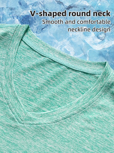 Cross-border Amazon hot sales summer sports short-sleeved women's figure-fitting quick-drying breathable T-shirt V-neck running outdoor Europe and America