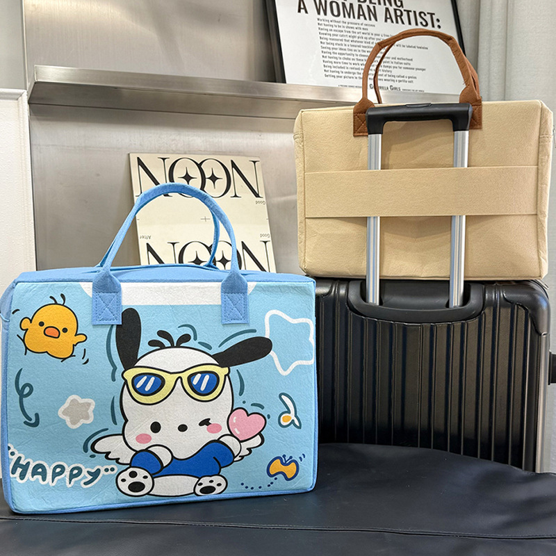 新しい漫画フェルトトラベルバッグ大容量フェルト収納ハンドバッグはトロリーフェルト荷物バッグに使用できます手作り|undefined